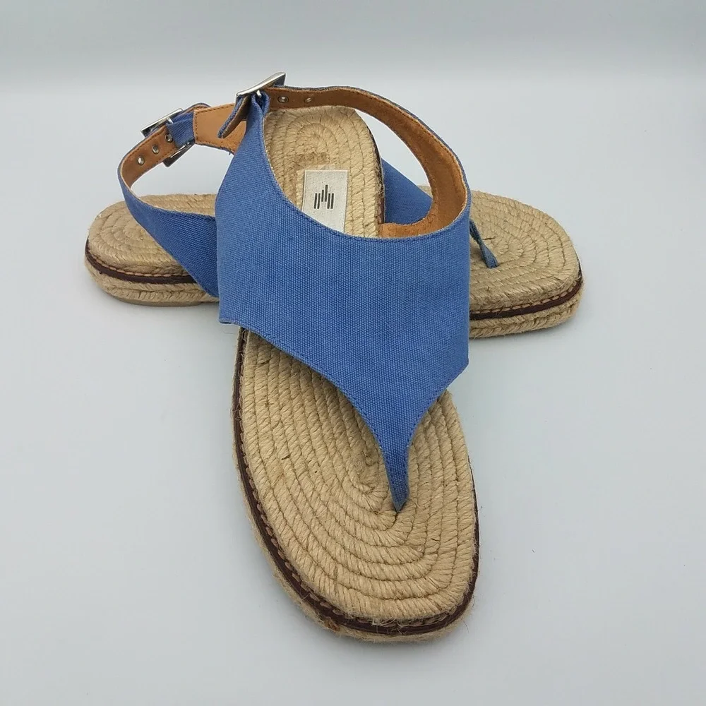 Castaner Denim Platform Sandals Espadrilles Thong Blue Womens Slingback 6.5 / 37